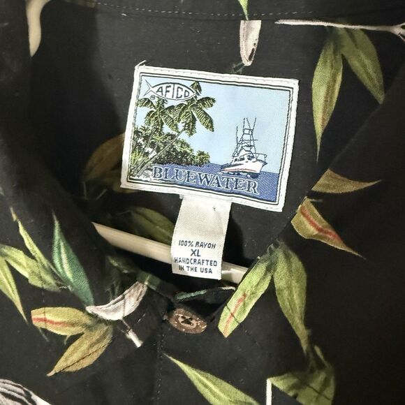 Vintage Aftco Mens Shirt XL Bluewater Martini Hawaiian Beach Vacation Party AOP - Picture 4 of 8